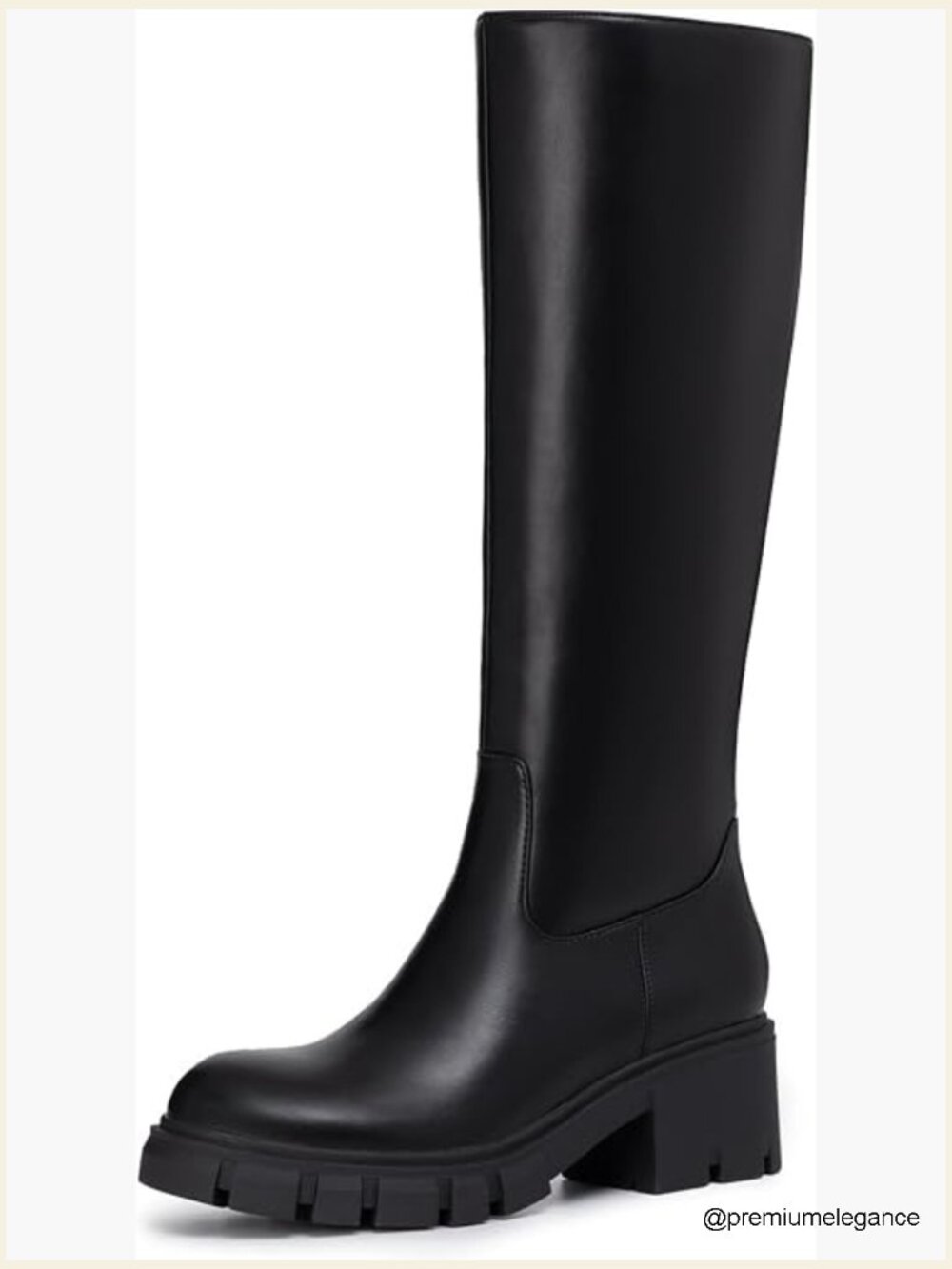 Round Toe Chunky Lug Sole Platform Knee High Boots Winter Tall Boots - Picture 1 of 7